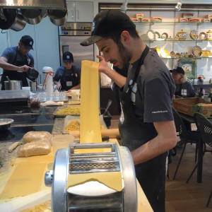 Federico making tagliatelle from scratch.